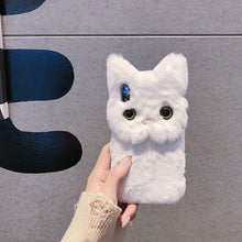 Load image into Gallery viewer, Winter Warm Plush Phone Case for iPhone XS Max XR X 11 Pro Max Cute Cat Furry fluffy Fur Cover for iPhone 6 6S 7 8 Plus Cases