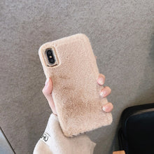 Load image into Gallery viewer, Winter Warm Plush Phone Case for iPhone XS Max XR X 11 Pro Max Cute Cat Furry fluffy Fur Cover for iPhone 6 6S 7 8 Plus Cases