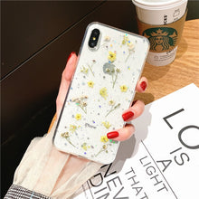Load image into Gallery viewer, Real Dry Flower Glitter Clear Case For iPhone 8 7 Plus 6 6s Epoxy Star Transparent Case For iPhone X XR 11 Pro XS MAX Soft Cover