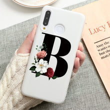 Load image into Gallery viewer, Flower 26 English Name Letters Custom Initial Case For Huawei P Smart Y6 Y7 Y9 Prime 2019 P20 P30 Lite Silicone TPU Cover Fundas