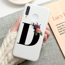 Load image into Gallery viewer, Flower 26 English Name Letters Custom Initial Case For Huawei P Smart Y6 Y7 Y9 Prime 2019 P20 P30 Lite Silicone TPU Cover Fundas
