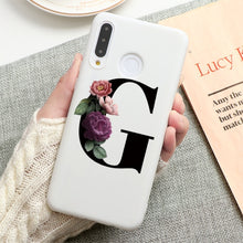 Load image into Gallery viewer, Flower 26 English Name Letters Custom Initial Case For Huawei P Smart Y6 Y7 Y9 Prime 2019 P20 P30 Lite Silicone TPU Cover Fundas