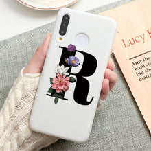Load image into Gallery viewer, Flower 26 English Name Letters Custom Initial Case For Huawei P Smart Y6 Y7 Y9 Prime 2019 P20 P30 Lite Silicone TPU Cover Fundas