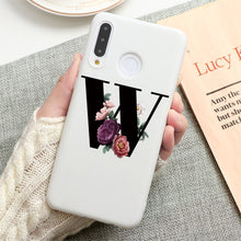 Load image into Gallery viewer, Flower 26 English Name Letters Custom Initial Case For Huawei P Smart Y6 Y7 Y9 Prime 2019 P20 P30 Lite Silicone TPU Cover Fundas