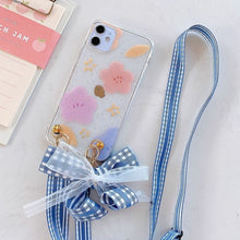 Load image into Gallery viewer, Fashion Cross Shoulder Strap Glitter Marble TPU Case For iPhone 11 Pro Max XS Max XR X 7 8 6 6S Plus Bow Necklace Soft Cover