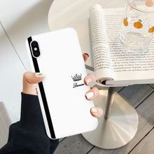 Load image into Gallery viewer, JAMULAR King Queen Lovers Couple Case For iPhone X XS MAX X XR 11 Pro SE 2020 7 8 6Plus Black White Silicon Soft Phone Cover Bag