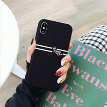 Load image into Gallery viewer, JAMULAR King Queen Lovers Couple Case For iPhone X XS MAX X XR 11 Pro SE 2020 7 8 6Plus Black White Silicon Soft Phone Cover Bag