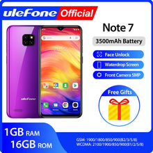 Load image into Gallery viewer, Ulefone Note 7 Smartphone 3500mAh 19:9 Quad Core 6.1inch Waterdrop Screen 16GB ROM Mobile phone WCDMA Cellphone Android9.0