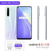 Load image into Gallery viewer, realme 6 8GB RAM 128GB ROM Global Version Mobile Phone 90Hz Display Helio G90T 30W Flash Charge 64MP Camera 4300mAh Cellphone