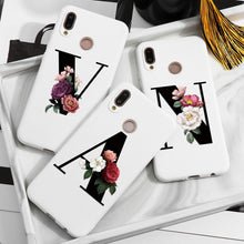 Load image into Gallery viewer, Flower 26 English Name Letters Custom Initial Case For Huawei P Smart Y6 Y7 Y9 Prime 2019 P20 P30 Lite Silicone TPU Cover Fundas
