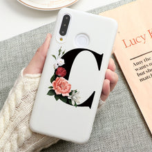 Load image into Gallery viewer, Flower 26 English Name Letters Custom Initial Case For Huawei P Smart Y6 Y7 Y9 Prime 2019 P20 P30 Lite Silicone TPU Cover Fundas
