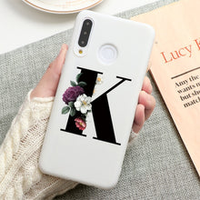 Load image into Gallery viewer, Flower 26 English Name Letters Custom Initial Case For Huawei P Smart Y6 Y7 Y9 Prime 2019 P20 P30 Lite Silicone TPU Cover Fundas