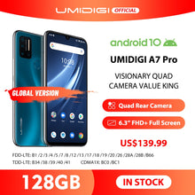 Load image into Gallery viewer, UMIDIGI A7 Pro 6.3" FHD+ Full Screen Quad Camera Andriod 10 4G+128GB ROM LPDDR4X Octa Core Global Version Cellphone 4150mAh