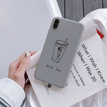 Load image into Gallery viewer, TPU Phone Case For iPhone XR XS Max 7 8 6 6S Plus SE 2020 Heart Pattern Cartoon Milk Tea Cover For iPhone 11 Pro Shell Fundas