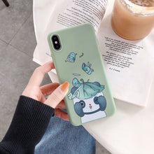 Load image into Gallery viewer, TPU Phone Case For iPhone XR XS Max 7 8 6 6S Plus SE 2020 Heart Pattern Cartoon Milk Tea Cover For iPhone 11 Pro Shell Fundas