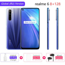 Load image into Gallery viewer, realme 6 Global Version Cellphone 8GB RAM 128GB ROM 6.5" 90Hz Display Helio G90T 30W Flash Charge 4300mAh Battery 64MP Camera