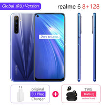 Load image into Gallery viewer, realme 6 Global Version Cellphone 8GB RAM 128GB ROM 6.5" 90Hz Display Helio G90T 30W Flash Charge 4300mAh Battery 64MP Camera