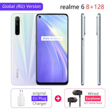 Load image into Gallery viewer, realme 6 Global Version Cellphone 8GB RAM 128GB ROM 6.5" 90Hz Display Helio G90T 30W Flash Charge 4300mAh Battery 64MP Camera