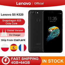 Load image into Gallery viewer, Global Version Lenovo S5 K520 4GB RAM 64GB ROM Smartphone Snapdragon 625 Octa core Dual Rear 13MP Front 16MP Face ID Cellphone