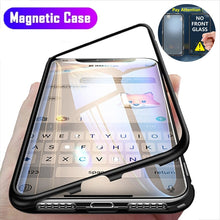 Load image into Gallery viewer, Magnetic Adsorption Metal Case For iPhone SE 2020 11 Pro Max Tempered Glass Back Case For iPhone XS Max XR X 8 7 6S 6 Plus Cover