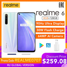 Load image into Gallery viewer, realme 6 Global Version Cellphone 8GB RAM 128GB ROM 6.5" 90Hz Display Helio G90T 30W Flash Charge 4300mAh Battery 64MP Camera