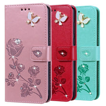 Load image into Gallery viewer, Coque Flower Rose Leather Case for Huawei Honor 5C 7A Pro 7X 7C Pro 8C 3X Play 3 4 4X G330 U8825D Silicone Soft Cover