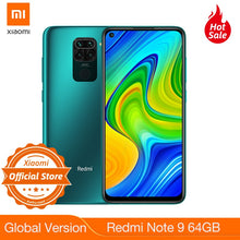 Load image into Gallery viewer, New Global version Redmi Note 9 64GB 3GB RAM Smartphone Helio G85 5020mAh battery 18W fast Charging 6.53" DotDisplay 48MP Camera