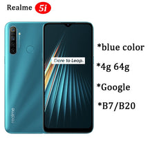 Load image into Gallery viewer, global version realme 5i Moblie Phone Snapdragon 665 AIE 6.5&#39;&#39; Full Screen 10W Charger 5000mAh quad camera Cellphone
