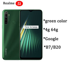 Load image into Gallery viewer, global version realme 5i Moblie Phone Snapdragon 665 AIE 6.5&#39;&#39; Full Screen 10W Charger 5000mAh quad camera Cellphone
