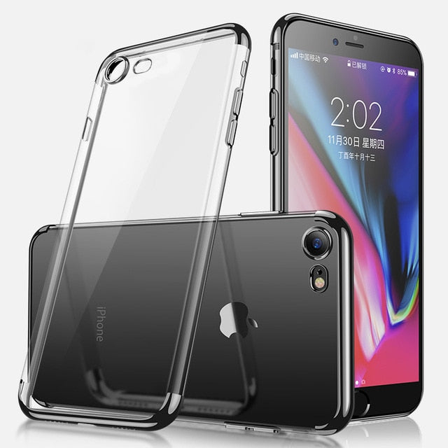 Hacrin Case For iPhone SE 2020 Case Soft TPU Transparent Clear Laser Plating Cover For iPhone SE2 SE 2 Case Protective Bumper
