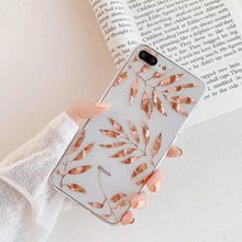 Load image into Gallery viewer, Luxury Glitter Transparent Case For iPhone 8 7 Plus X XS Max XR 11 Pro Max Gold Leaf  Clear Back Cover Soft Fundas Coque
