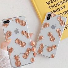 Load image into Gallery viewer, Luxury Glitter Transparent Case For iPhone 8 7 Plus X XS Max XR 11 Pro Max Gold Leaf  Clear Back Cover Soft Fundas Coque
