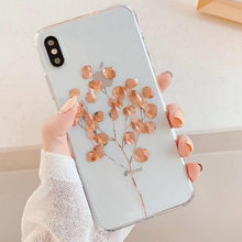 Load image into Gallery viewer, Luxury Glitter Transparent Case For iPhone 8 7 Plus X XS Max XR 11 Pro Max Gold Leaf  Clear Back Cover Soft Fundas Coque
