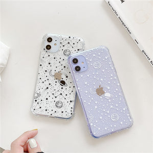Cartoon Planet Stars Shockproof Phone Case For iPhone 11 Pro Max XR XS Max 7 8 Plus X Soft TPU Clear Cute Back Cover Coque