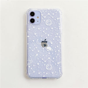 Cartoon Planet Stars Shockproof Phone Case For iPhone 11 Pro Max XR XS Max 7 8 Plus X Soft TPU Clear Cute Back Cover Coque