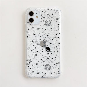 Cartoon Planet Stars Shockproof Phone Case For iPhone 11 Pro Max XR XS Max 7 8 Plus X Soft TPU Clear Cute Back Cover Coque
