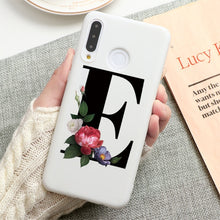 Load image into Gallery viewer, Flower 26 English Name Letters Custom Initial Case For Huawei P Smart Y6 Y7 Y9 Prime 2019 P20 P30 Lite Silicone TPU Cover Fundas
