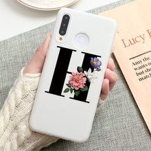 Load image into Gallery viewer, Flower 26 English Name Letters Custom Initial Case For Huawei P Smart Y6 Y7 Y9 Prime 2019 P20 P30 Lite Silicone TPU Cover Fundas
