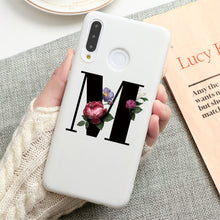 Load image into Gallery viewer, Flower 26 English Name Letters Custom Initial Case For Huawei P Smart Y6 Y7 Y9 Prime 2019 P20 P30 Lite Silicone TPU Cover Fundas
