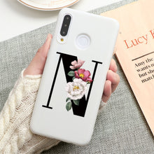 Load image into Gallery viewer, Flower 26 English Name Letters Custom Initial Case For Huawei P Smart Y6 Y7 Y9 Prime 2019 P20 P30 Lite Silicone TPU Cover Fundas
