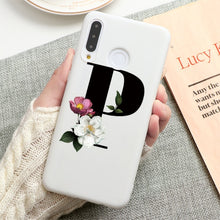 Load image into Gallery viewer, Flower 26 English Name Letters Custom Initial Case For Huawei P Smart Y6 Y7 Y9 Prime 2019 P20 P30 Lite Silicone TPU Cover Fundas
