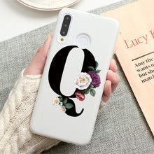 Load image into Gallery viewer, Flower 26 English Name Letters Custom Initial Case For Huawei P Smart Y6 Y7 Y9 Prime 2019 P20 P30 Lite Silicone TPU Cover Fundas
