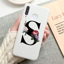 Load image into Gallery viewer, Flower 26 English Name Letters Custom Initial Case For Huawei P Smart Y6 Y7 Y9 Prime 2019 P20 P30 Lite Silicone TPU Cover Fundas
