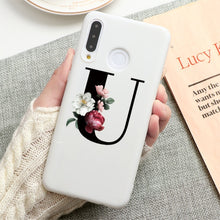 Load image into Gallery viewer, Flower 26 English Name Letters Custom Initial Case For Huawei P Smart Y6 Y7 Y9 Prime 2019 P20 P30 Lite Silicone TPU Cover Fundas
