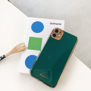 Luxury Gold Plated Electroplated Case for iPhone 11 Pro Max 8 Plus 7 xr xs x Silicone Camera Lens Protection 11 TPU Cover Cases