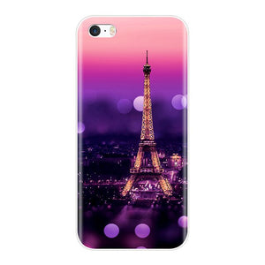 Phone Case  For iPhone SE 5S 5 S 5C Soft Silicone TPU Ultra Thin Cute Flower Floral Back Cover For iPhone 4S 4 S  Case