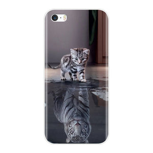 Phone Case  For iPhone SE 5S 5 S 5C Soft Silicone TPU Ultra Thin Cute Flower Floral Back Cover For iPhone 4S 4 S  Case
