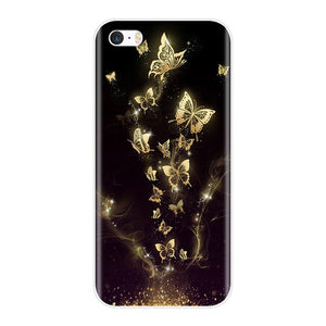 Phone Case  For iPhone SE 5S 5 S 5C Soft Silicone TPU Ultra Thin Cute Flower Floral Back Cover For iPhone 4S 4 S  Case
