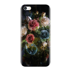 Phone Case  For iPhone SE 5S 5 S 5C Soft Silicone TPU Ultra Thin Cute Flower Floral Back Cover For iPhone 4S 4 S  Case