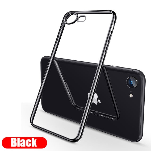 For iPhone SE 2020 Case Luxury Plating Soft Clear Slim Phone Cover For iPhone 7 8 Plus X XS Max XR 11 Pro Max Case Coque Fundas